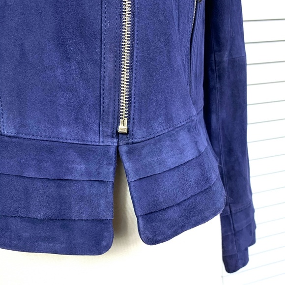 🚫SOLD!NWT🤩|•WHITE HOUSE BLACK MARKET•| Navy Suede Moto Jacket* - Picture 9 of 16